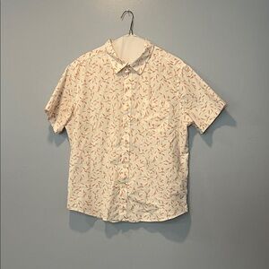 Goodfellow & Co Cream/white and Orange Patterned Short Sleeve Shirt